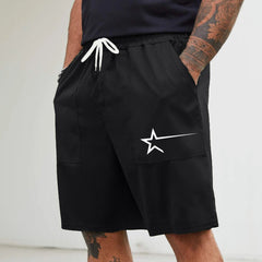Men's Lightweight Star Cargo Shorts Elastic Waist Bermuda Shorts