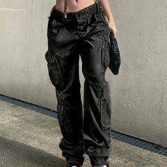 High Waist Cargo Jeans Loose Fit Y2K Style