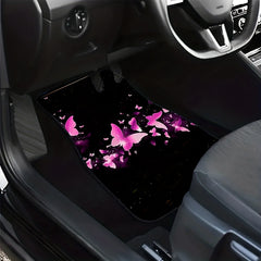 4pcs Butterfly Flower Car Floor Mats Universal Fit Vans Women Pink Mat Halloween