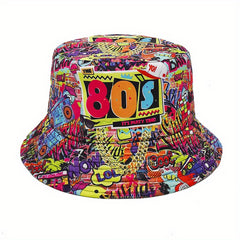 Vintage Reversible Graffiti Bucket Hat Hip Hop Fisherman Cap