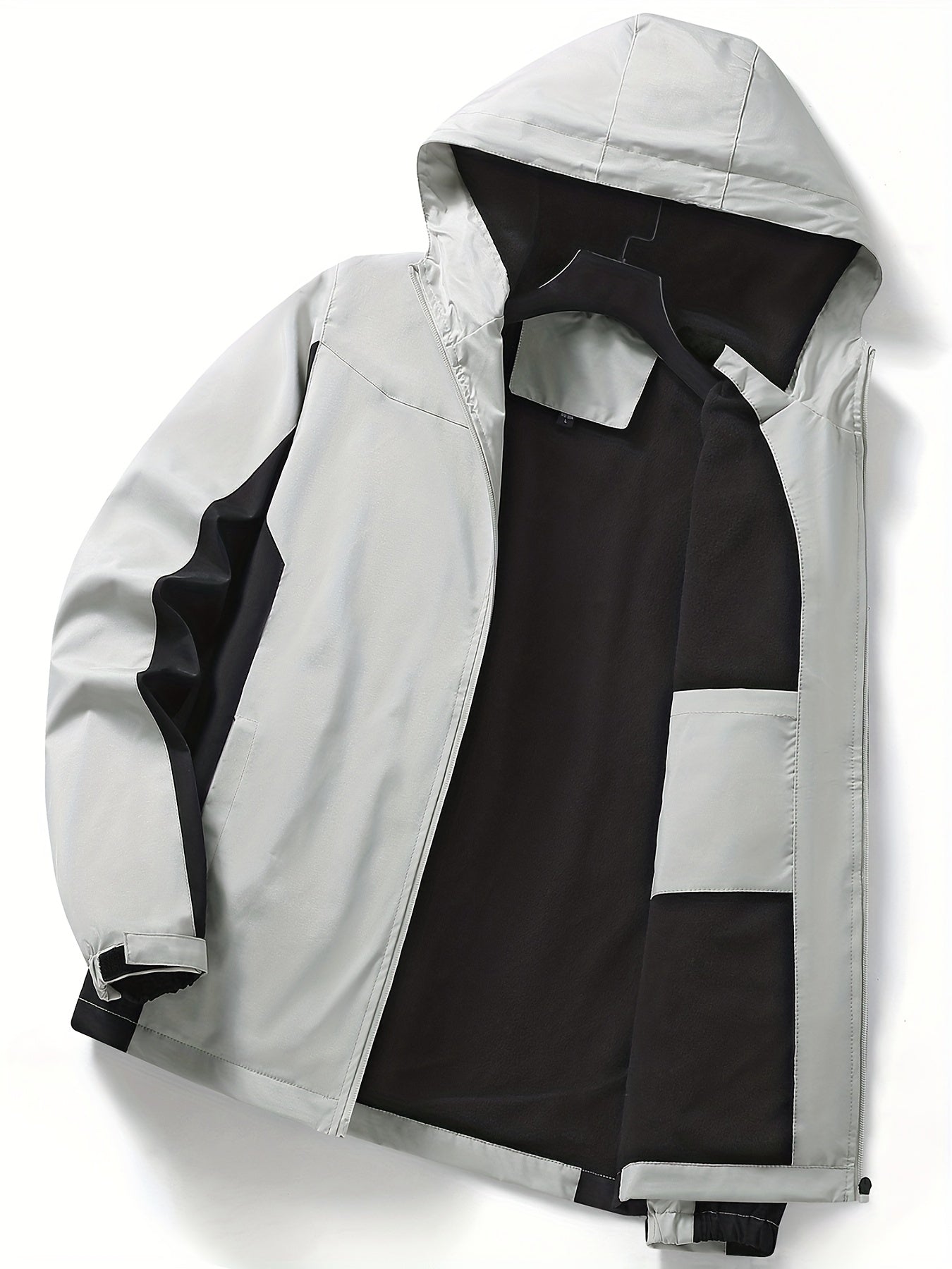 Boys Windbreaker Fleece-Lined Jacket Hooded Zip-Up Waterproof Kids Clothing