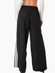 Block Stripes Side Loose Pants Elastic Waist Casual Running Pants