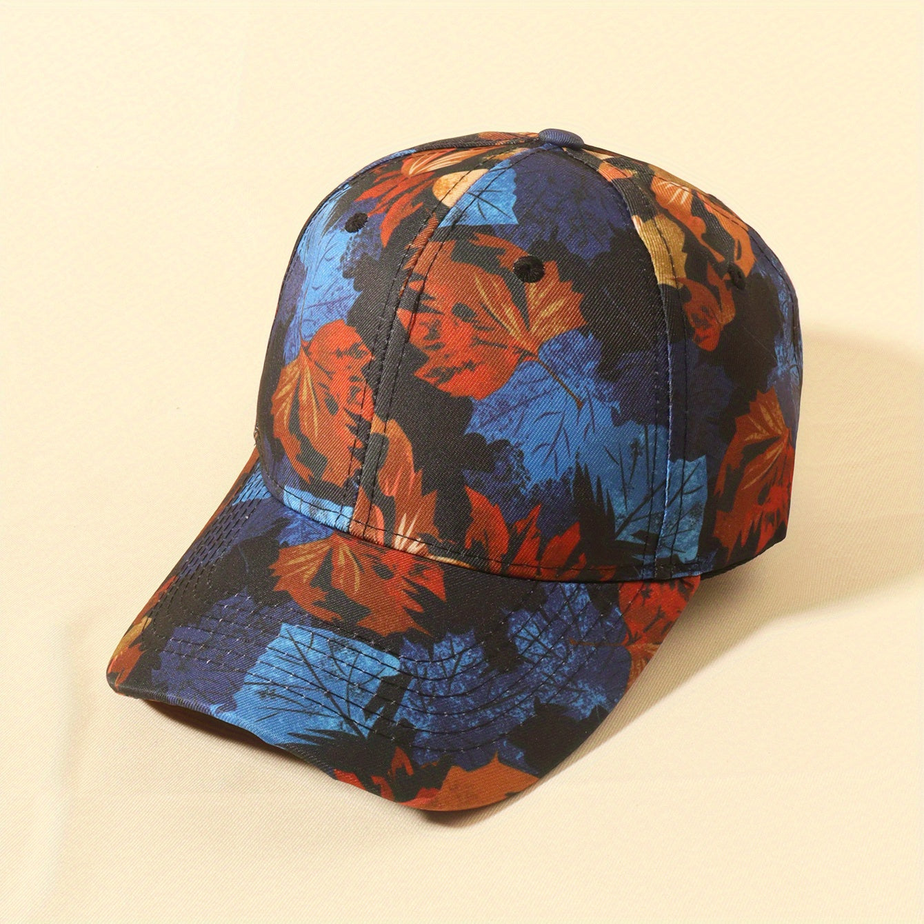Vintage Leaf Print Baseball Cap Unisex Casual Sun Hat Adjustable