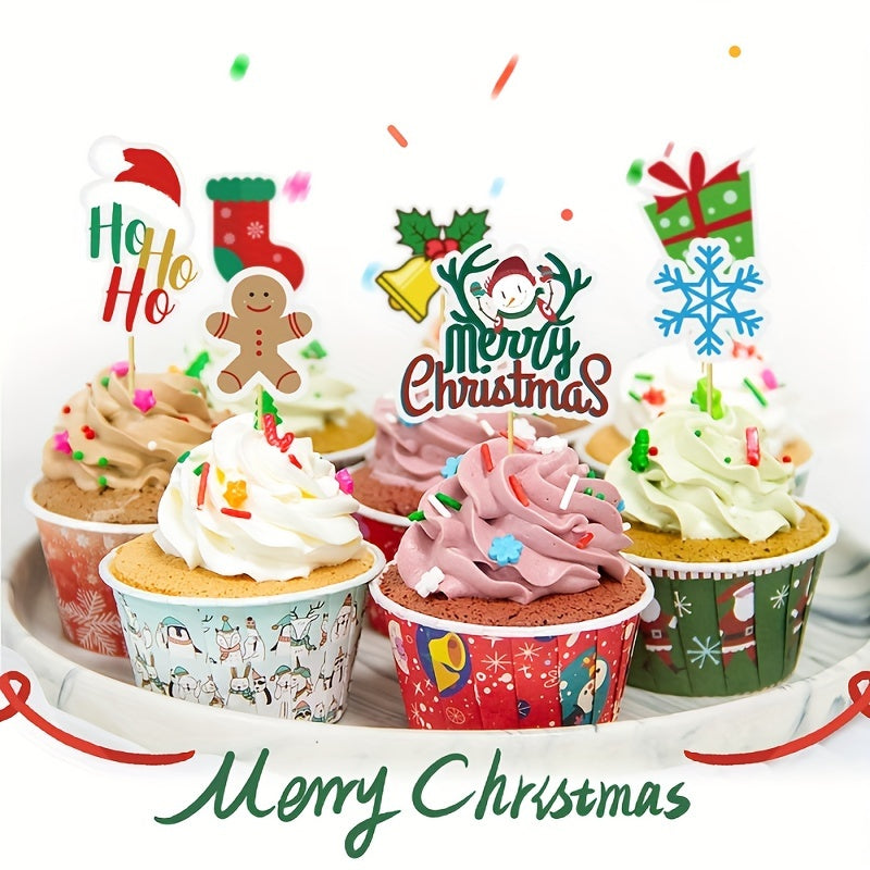 15pcs Christmas Cake Paper Decoration Inserts Party Set