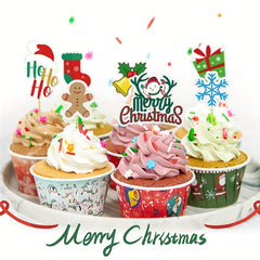 15pcs Christmas Cake Paper Decoration Inserts Party Set