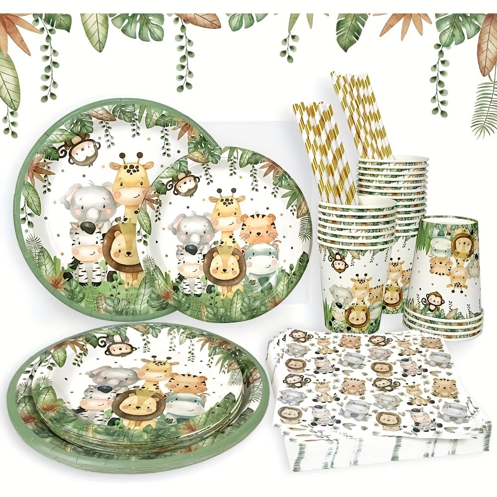 Forest Zoo Theme Party Disposable Tableware Set