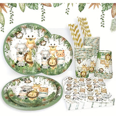 Forest Zoo Theme Party Disposable Tableware Set