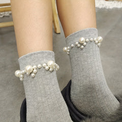 Faux Pearl Decor Socks Sweet & All match Women's Stockings