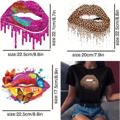 3pcs HTV Vinyl For Shirts Iron On Transfers Decals Lips Butterfly