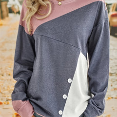 Casual Block Long Sleeve Crew Neck Pullover Sweatshirt for Fall & Winter
