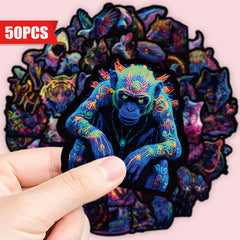 50pcs Neon Animal Sticker Set Waterproof Vinyl Decals for Laptops Phones Guitars