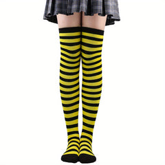 Striped Thigh High Socks Halloween Cosplay Over The Knee Socks