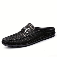 Men's Metallic Moc Toe Slip on Mules Casual Walking Slippers