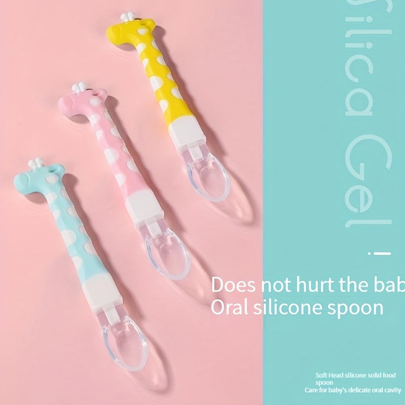 Cartoon Silicone Soft Head Spoon Baby Feeding Spoon
