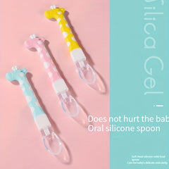 Cartoon Silicone Soft Head Spoon Baby Feeding Spoon