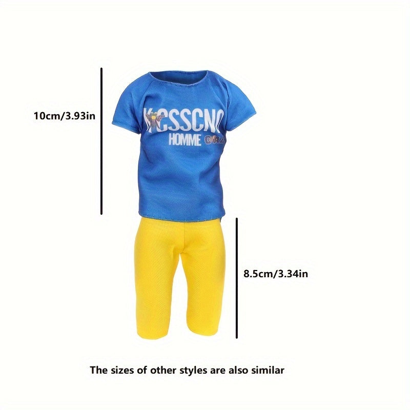 8 Pack Doll House Doll Costumes Set, Male Doll Clothing Assorted Tops and Pants
