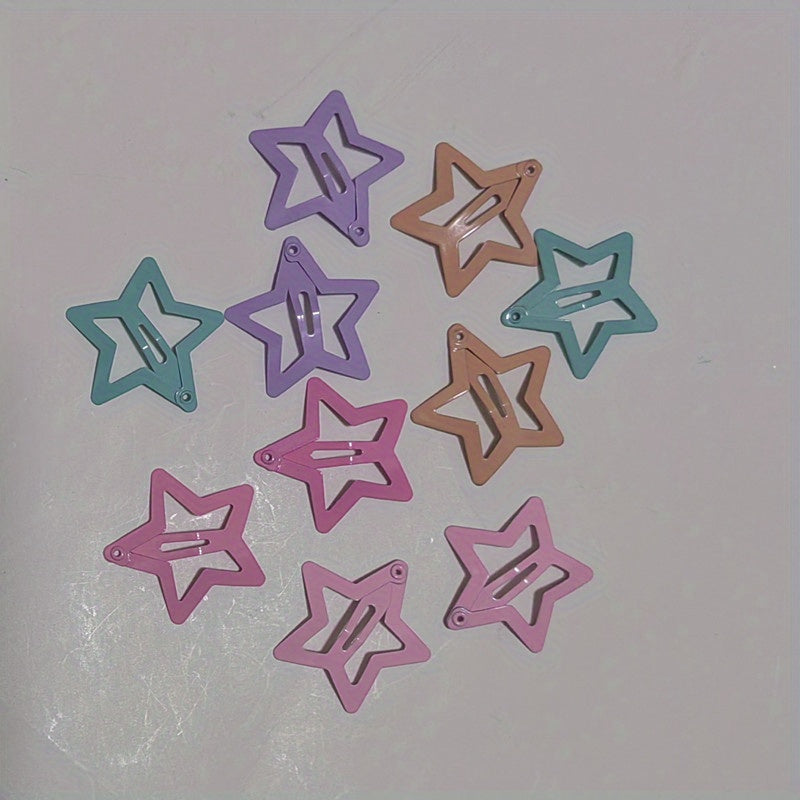 10pcs Colorful Star Snap Hair Clips for Girls Toddlers