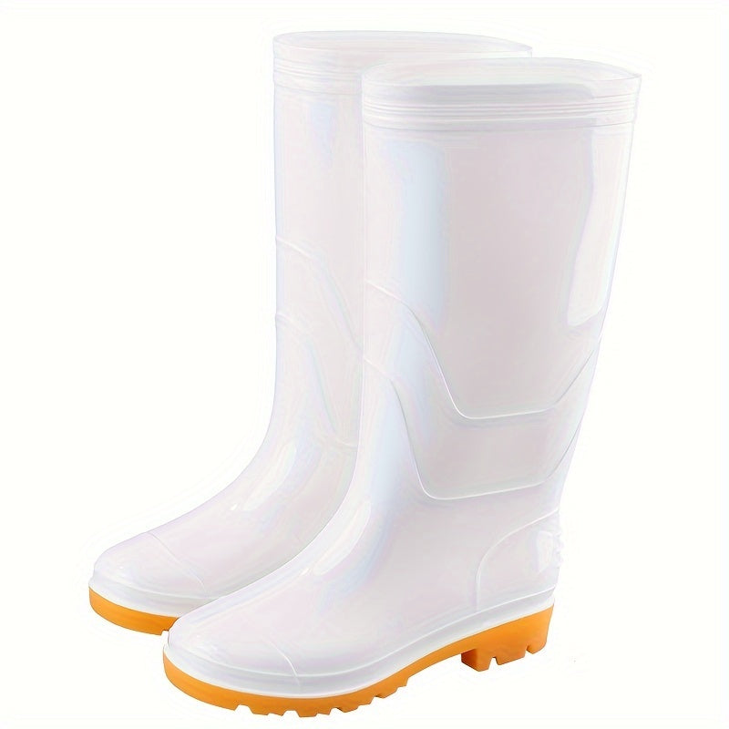 Orange Quick Drying Rain Boots Waterproof Non Slip Thickened PVC Casual Sneaker