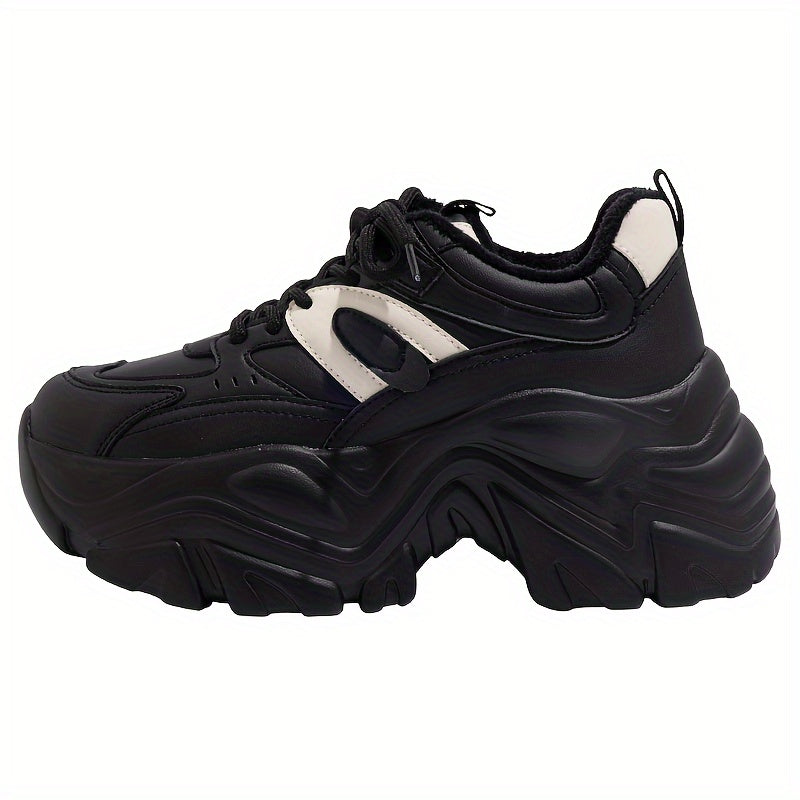 Women's Lace-Up Chunky Sneakers - Comfy & Warm - Dad Shoes