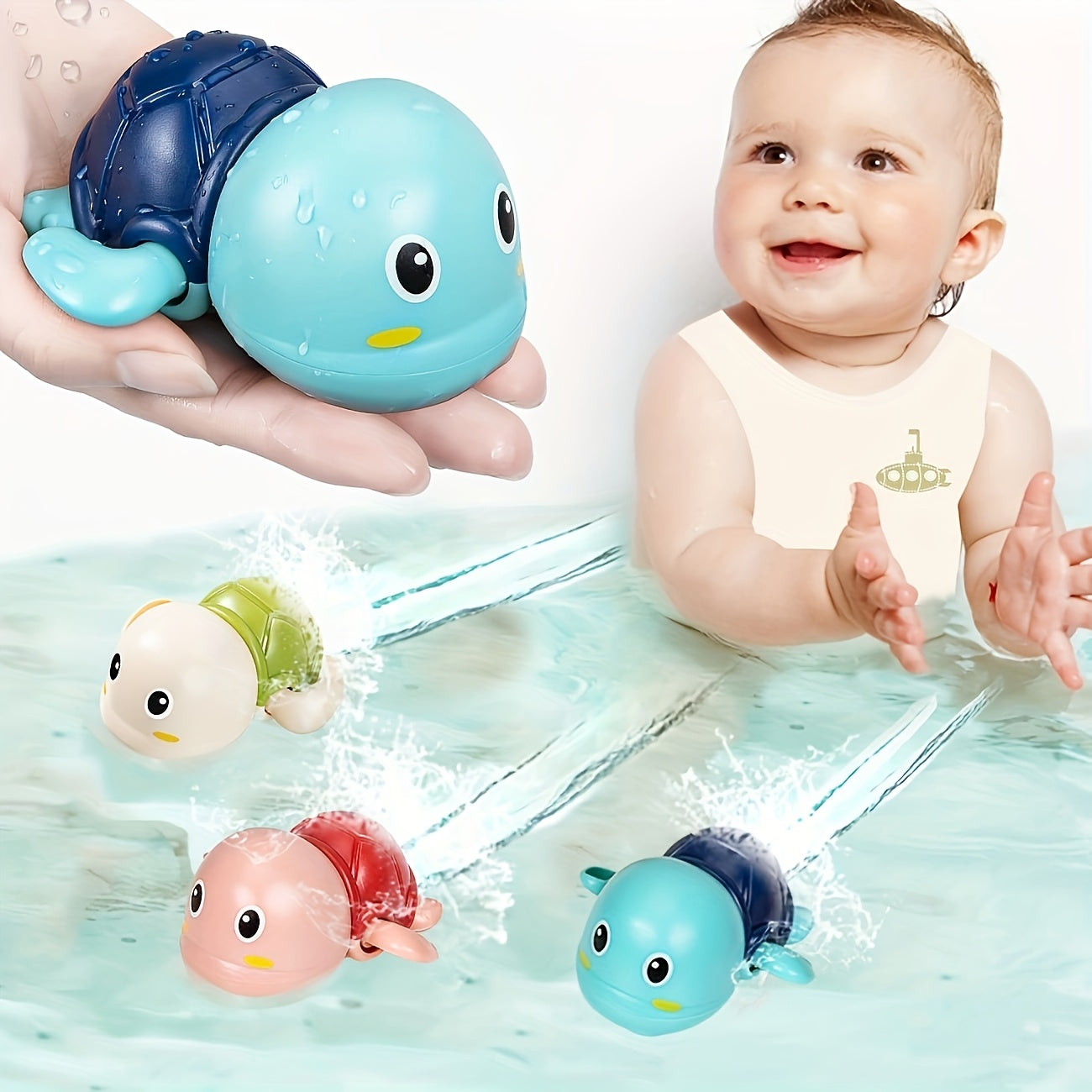 3 Pcs Swimming Turtle Bath Toys for Toddlers, Water Pool Toys for Baby