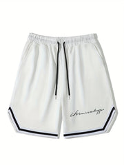 Men's Streetwear Shorts Letter Print Drawstring Stretchy Short Pants