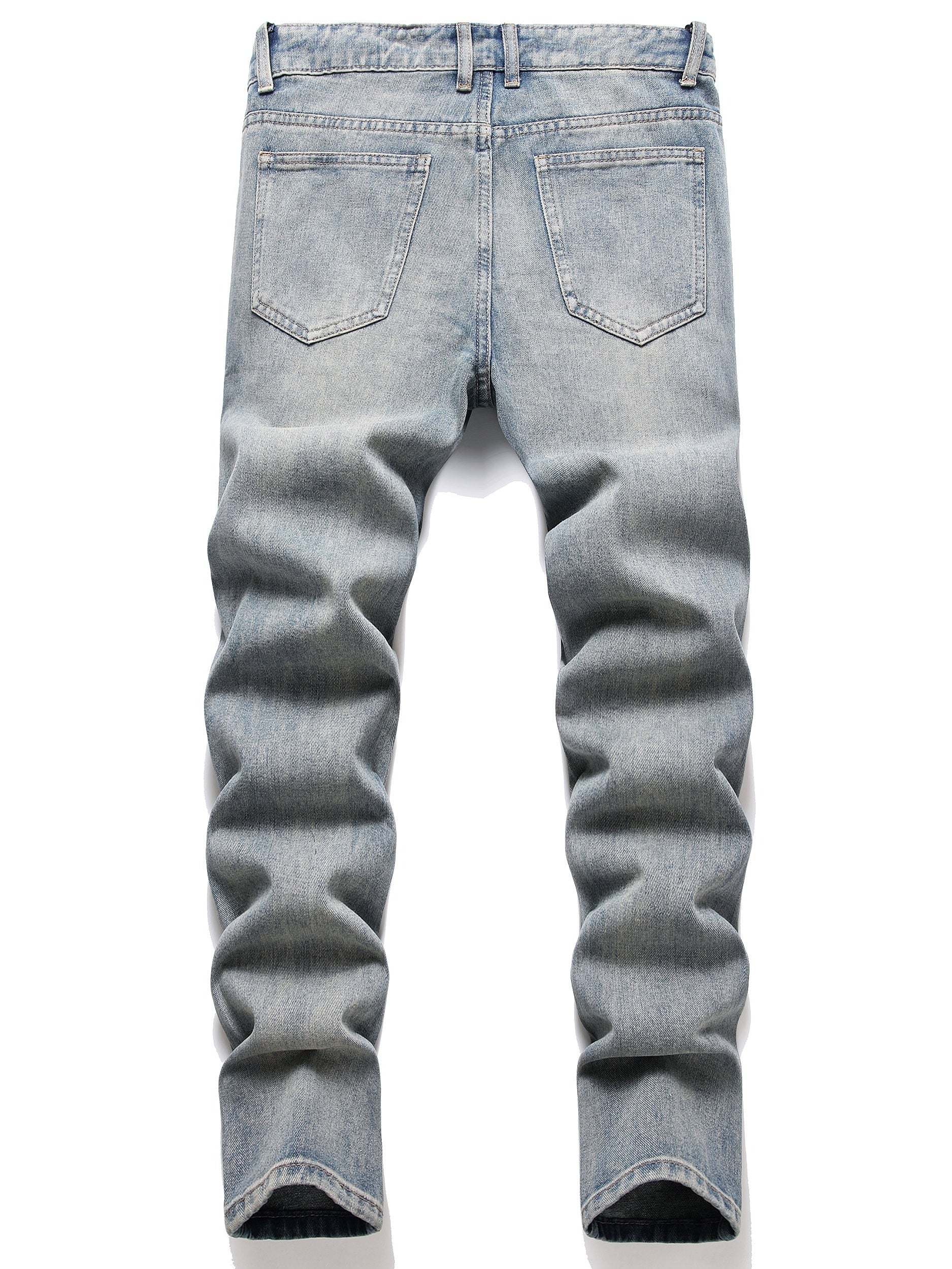 Men's Slim Fit Ripped Jeans Casual Street Style Denim Pants