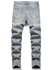 Men's Slim Fit Ripped Jeans Casual Street Style Denim Pants
