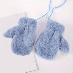 Kids' Winter Gloves w/ Hanging Rope, Thickened, Autumn & Winter