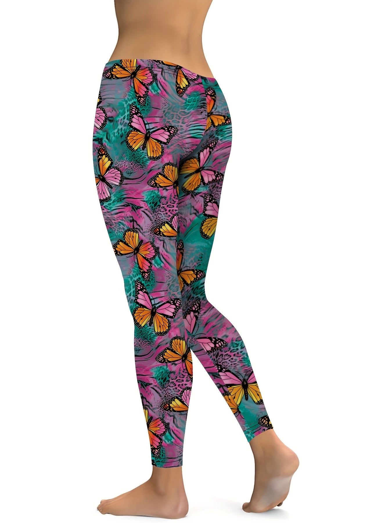 Butterfly Printed Yoga Leggings High Stretch Sports Pants