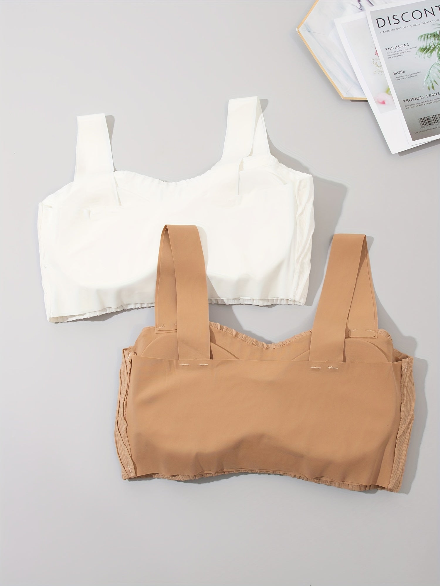 2pcs Wireless Bras Full Coverage Comfortable Solid Textured