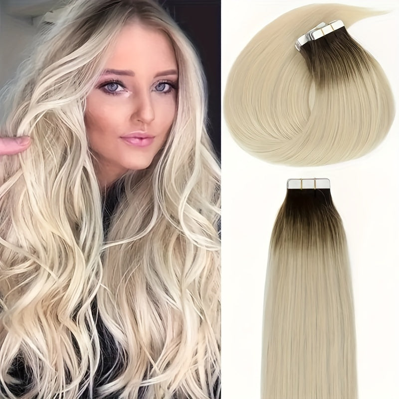 20pcs Ombre Tape In Human Hair Extensions Seamless Straight