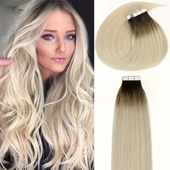20pcs Ombre Tape In Human Hair Extensions Seamless Straight