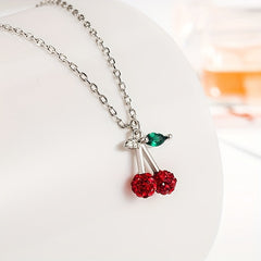 Sweet Cherry Fruit Pendant Necklace Clavicle Chain Jewelry Gift
