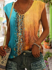 Colorblock V-Neck Tank Top for Women