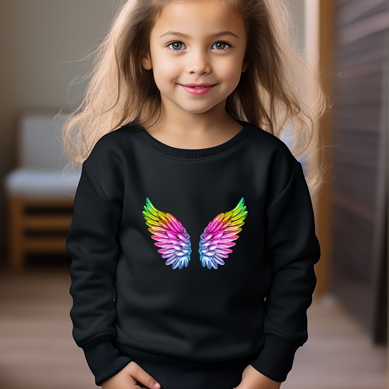 Kids Rainbow Wings Print Pullover Top