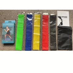 5pcs Yoga Elastic Stretching Belt With Storage Bag TPE Fitness Resistance Belt