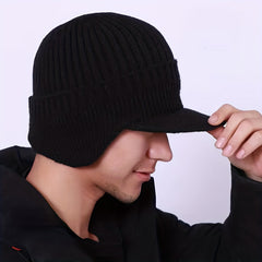 Men's Protective Woolen Winter Hat with Ear Protection