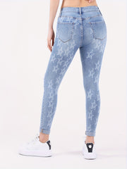 Star Print Ripped High Rise Skinny Jeans