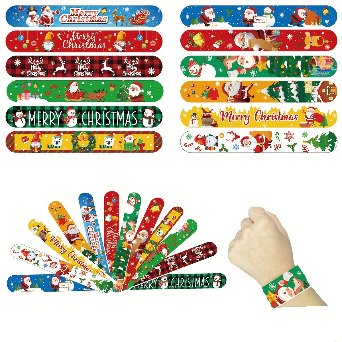 12pcs Christmas Dress Up Gift Clap Ring Bracelet Set