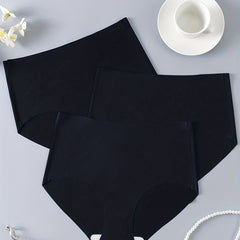3pcs High Waist Seamless Panties Comfy & Breathable Women's Lingerie