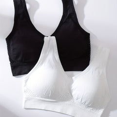 2pcs Wireless Sports Bras Hollow Out Breathable Tank Bra Women's Underwear