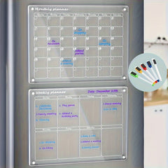 2pcs Transparent Magnetic Refrigerator Board Calendars