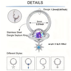 Zircon Inlaid Septum Nose Ring Body Piercing Jewelry