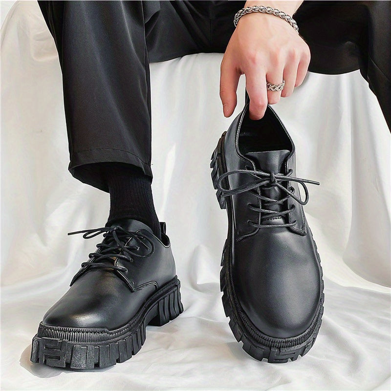 Men's Platform Derby Shoes Preppy Style Lace up Front Dress Shoes
