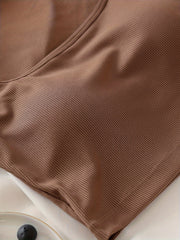 Ribbed Tank Top Sleeveless Padded Top for Women