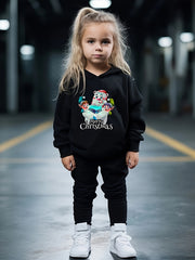 Girls 2pc Cartoon Bear & Elfins Hooded Sweatshirt & Sweatpants Set