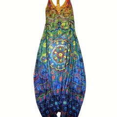 Floral Print V Neck Harem Jumpsuit Women's Clothing