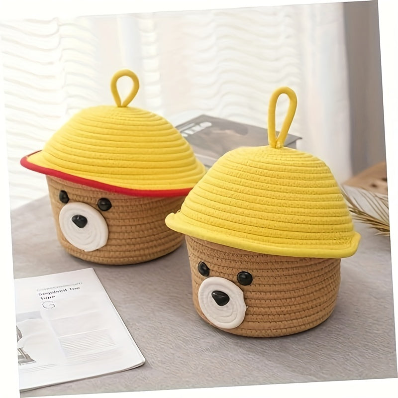 Bear Storage Basket Dog Toy Office Shopping Cotton Rope