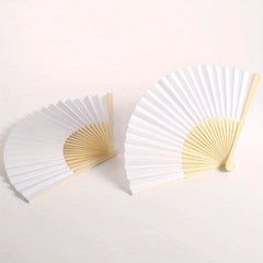 24pcs Paper Fans with Bamboos for Wedding Party Home