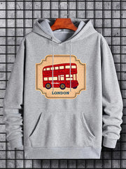 London Double decker Bus Print Hoodie For Men